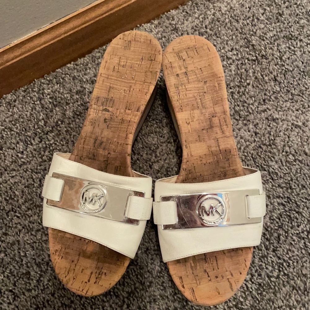 Michael Kors cork slip on wedge sandals